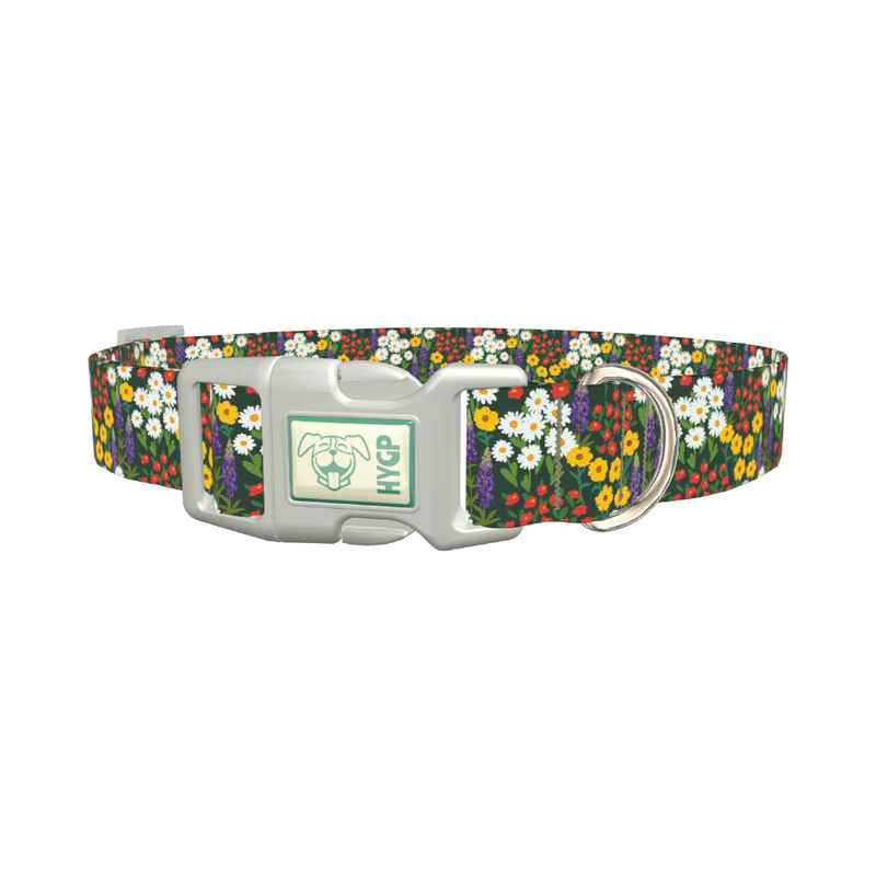 Meadow Bloom Dog Collar - plastic silver