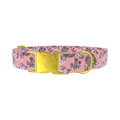 Pastel Rose Bouquet Dog Collar - metal gold