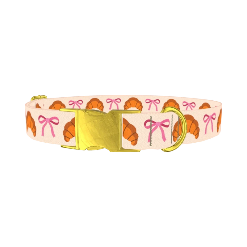 Croissant Bow Dog Collar - metal gold