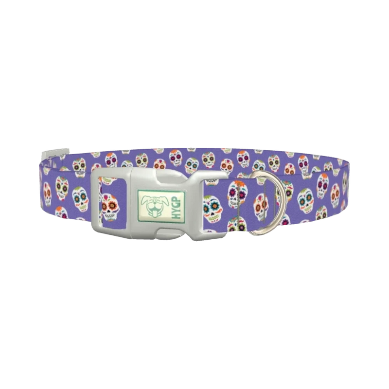 Calavera Skull Dog Collar - plastic silver