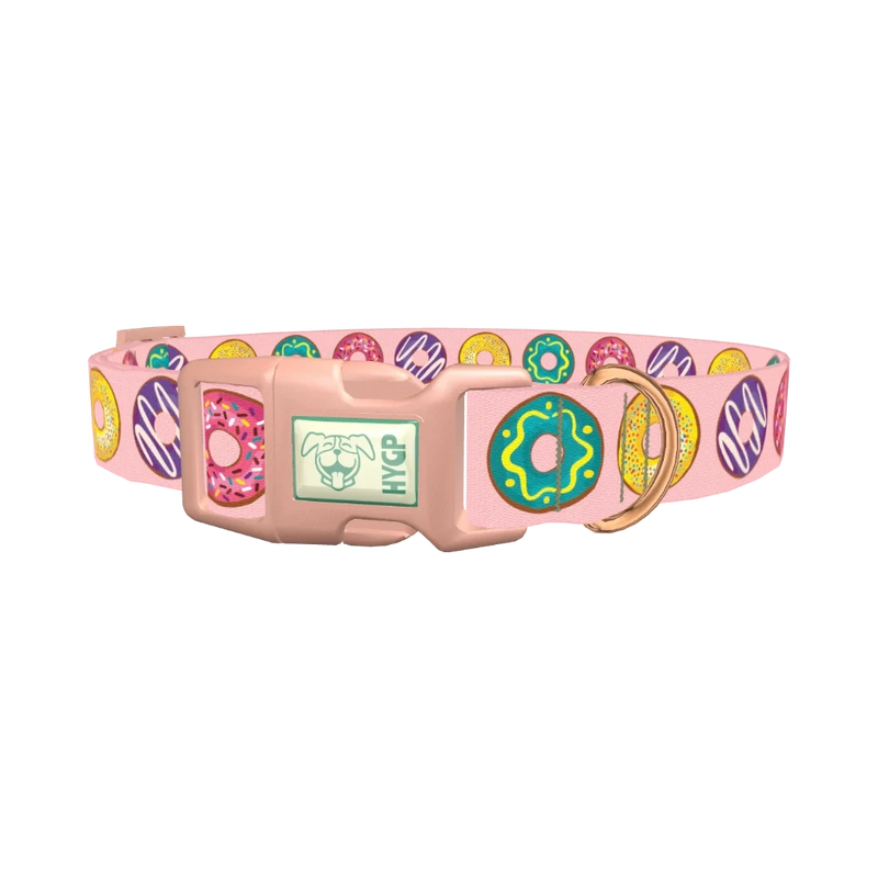 Colorful Donut Pattern Dog Collar - plastic rose gold