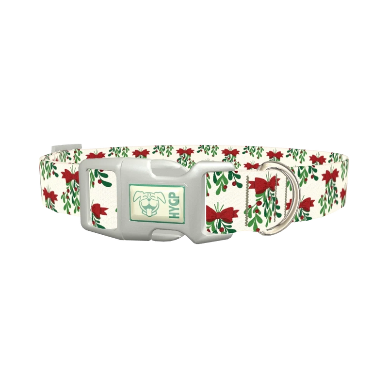 Christmas Mistletoe Dog Collar - plastic silver