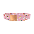 Pink Sushi Pattern Dog Collar - metal rose gold