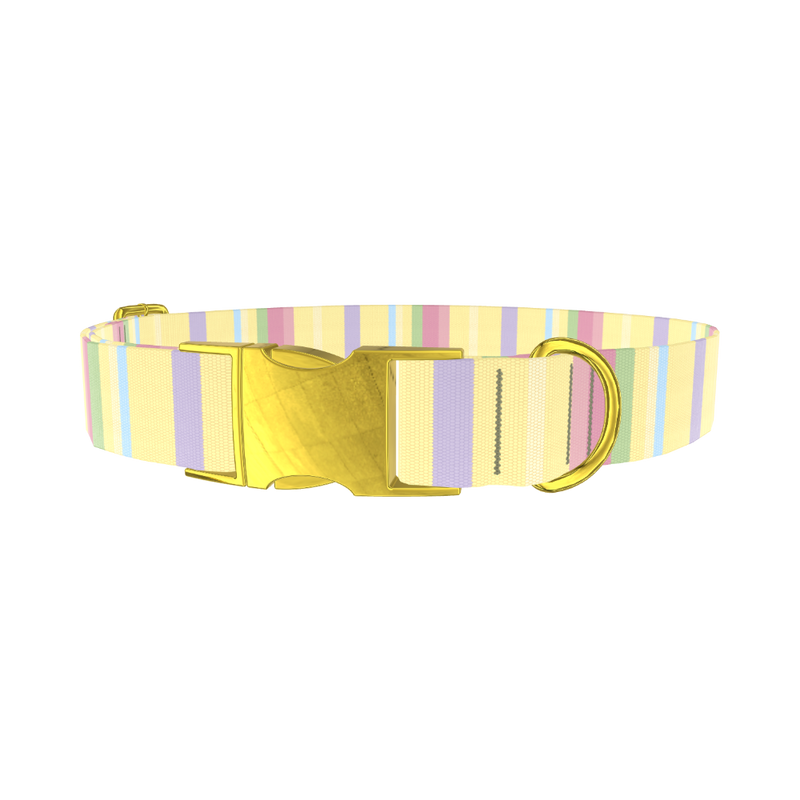 Pastel Stripe Dog Collar - metal rose gold