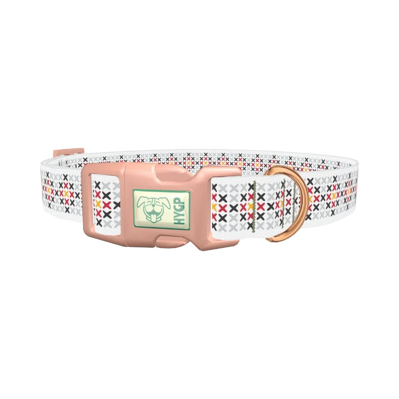 Colorful Cross Stitch Dog Collar - plastic rose gold