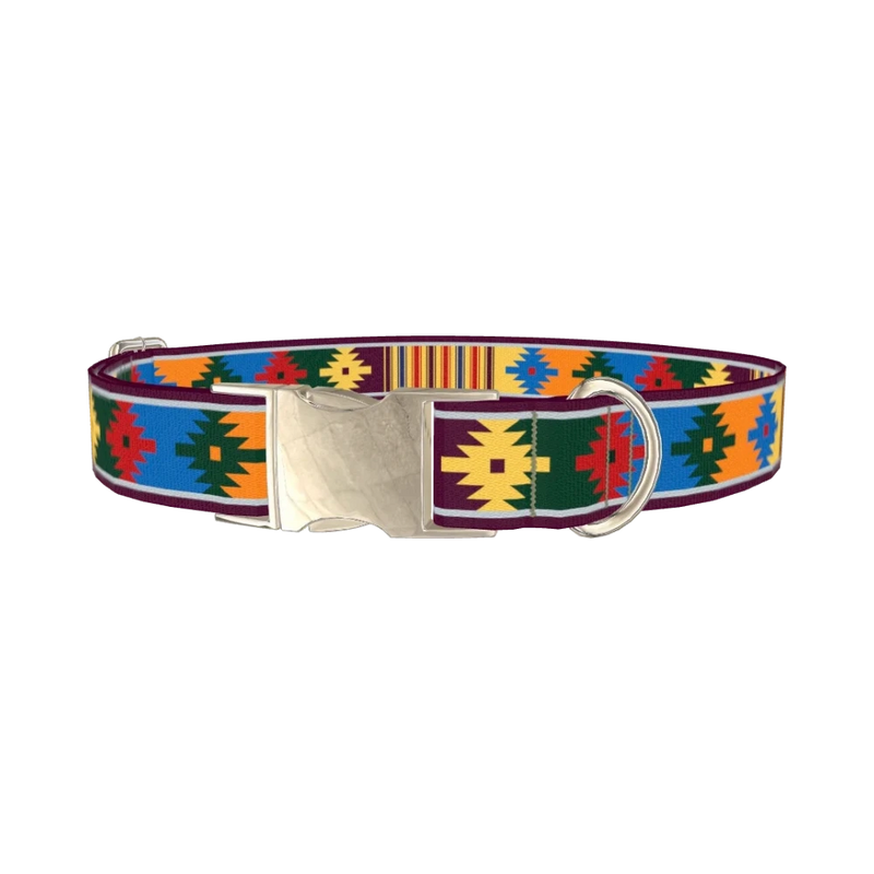Colorful Tribal Star Dog Collar - metal silver