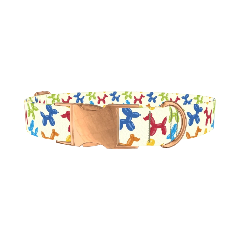 Balloon Animal Dog Collar - metal rose gold