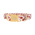 Red Pink Tulip Dog Collar - plastic gold