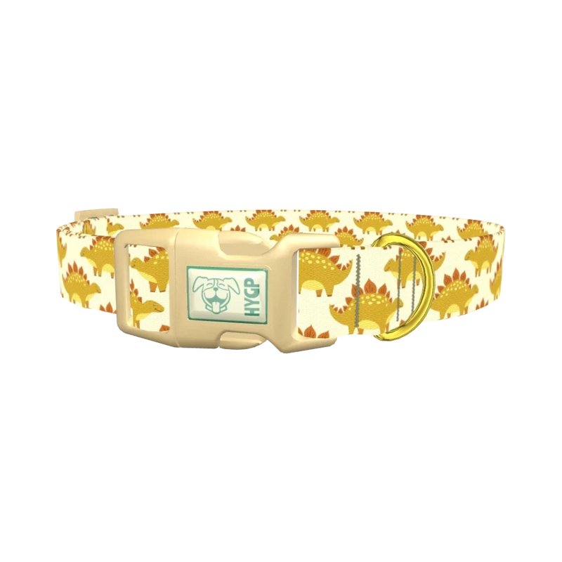 Yellow Stegosaurus Dog Collar - plastic gold