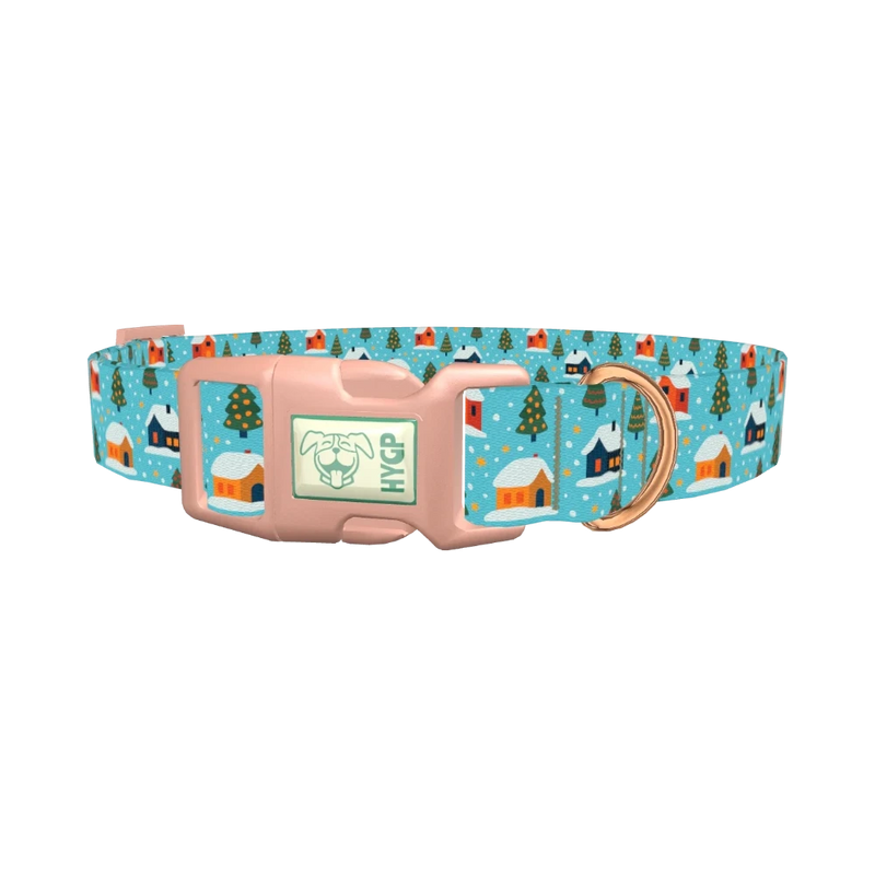 Christmas Village Dog Collar - plastic rose gold