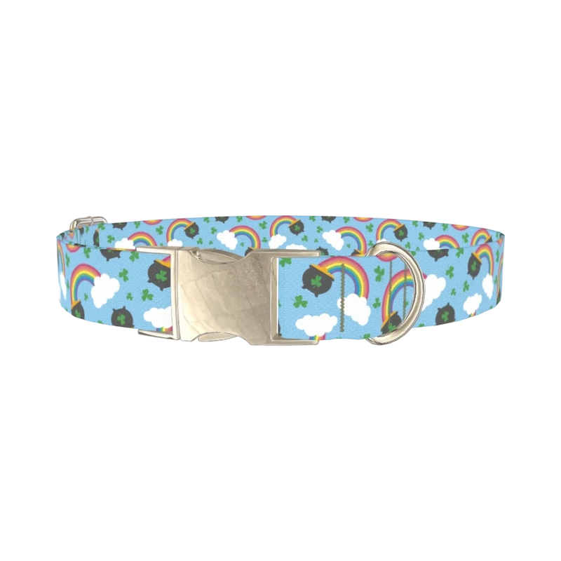 St. Patrick's Rainbow Dog Collar - metal silver