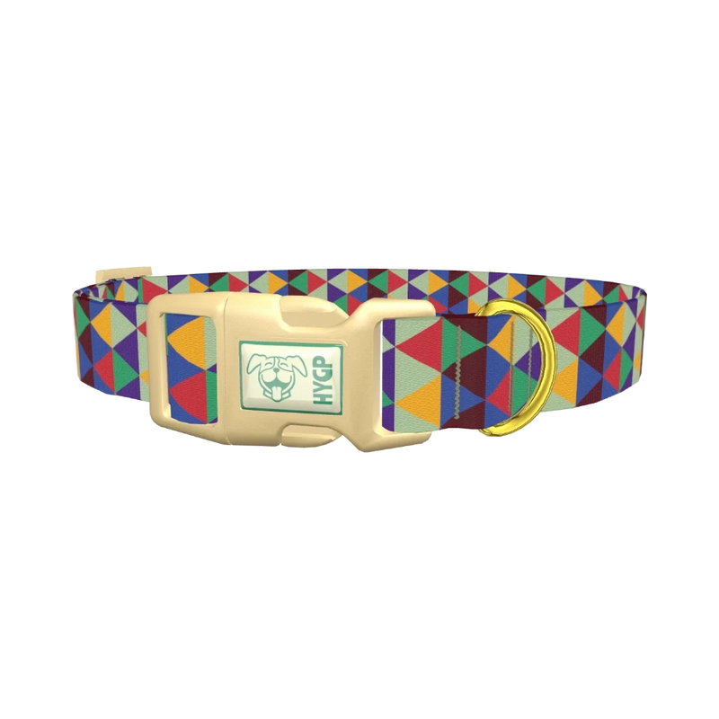 Colorful Geometric Rhombus Dog Collar - plastic gold