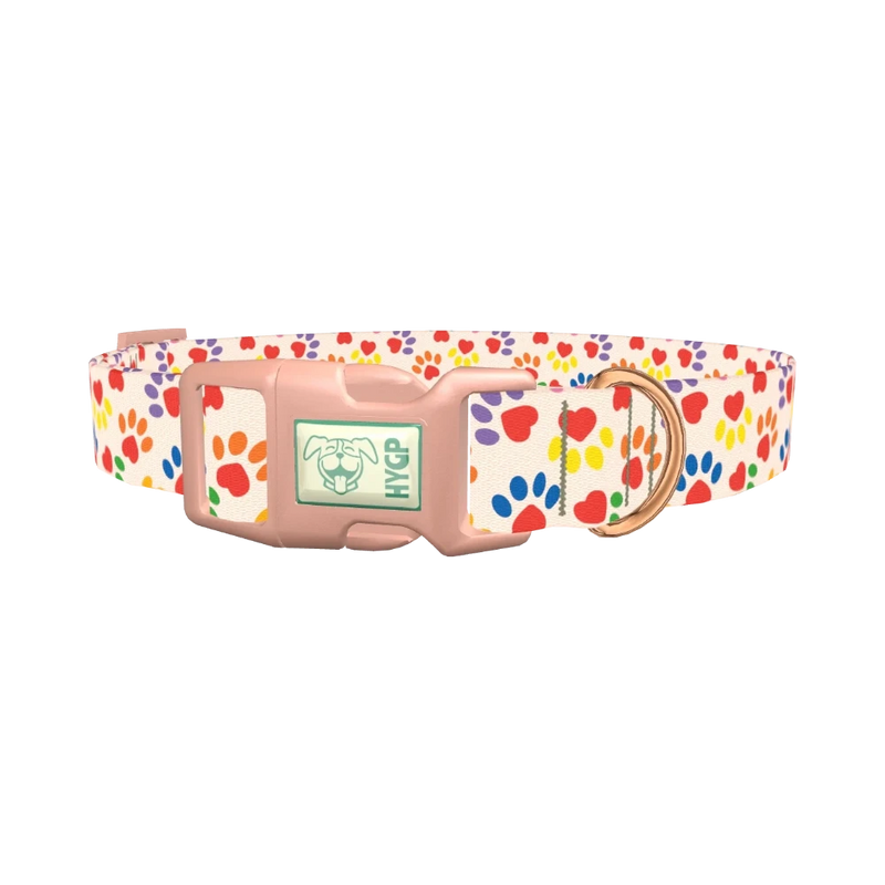 Heart Paw Dog Collar - plastic rose gold