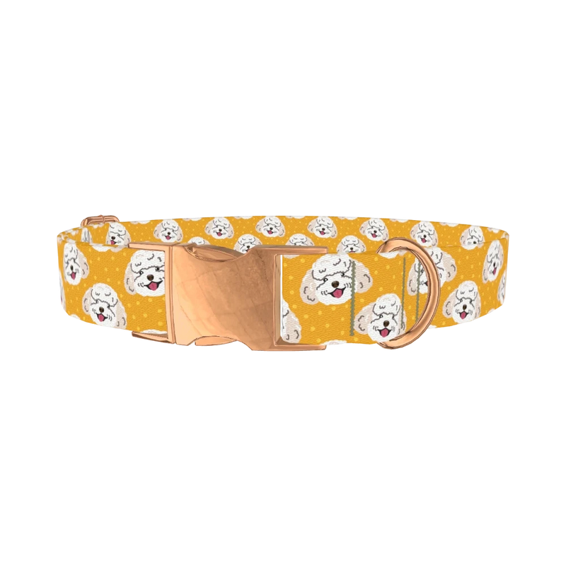 Toy Poodle Pattern Dog Collar - metal rose gold