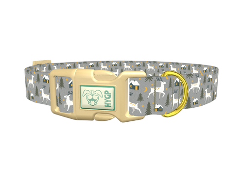 Deer and Cabin Forest Dog Collar