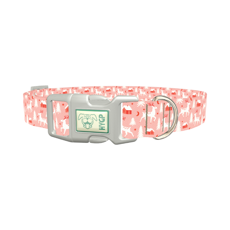 Christmas Deer Forest Dog Collar - plastic silver