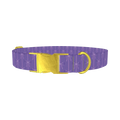 Purple Bow Pattern Dog Collar - metal gold