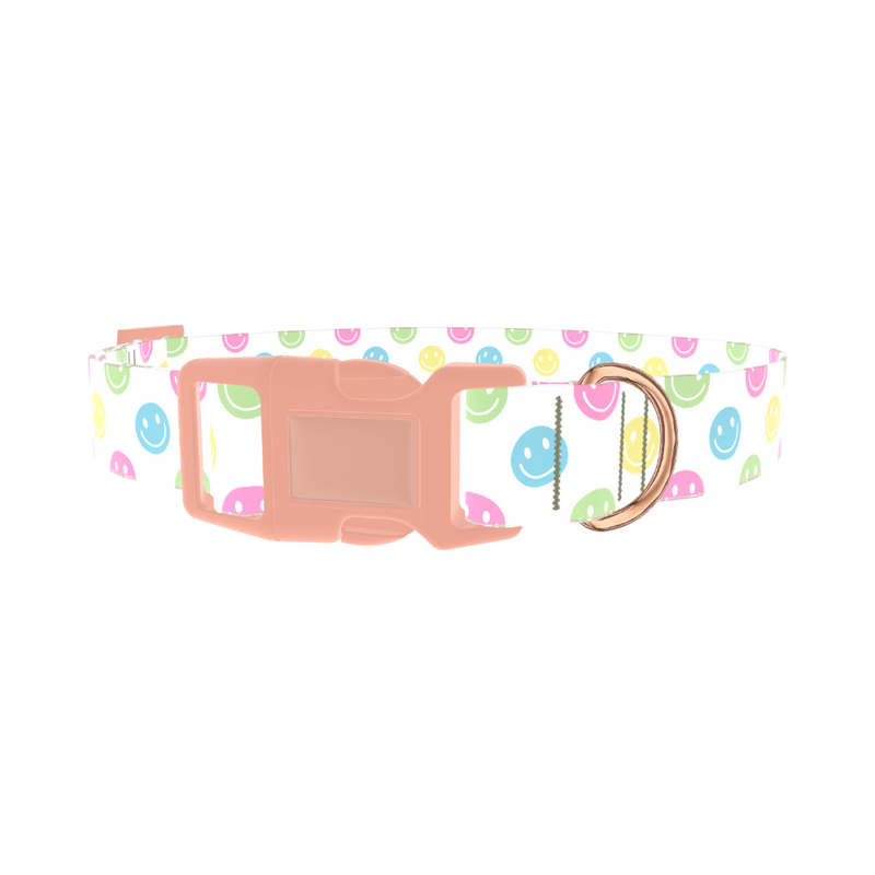 Smiley Face Dog Collar - plastic rose gold