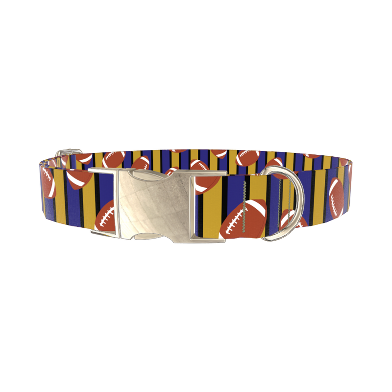 Striped Football 8870462849239 Dog Collar - metal silver