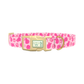 Pink Peace Sign Dog Collar - plastic silver