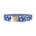 Blue Pansy Floral Dog Collar - metal silver