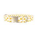 Yellow Daisy Dog Collar - metal silver