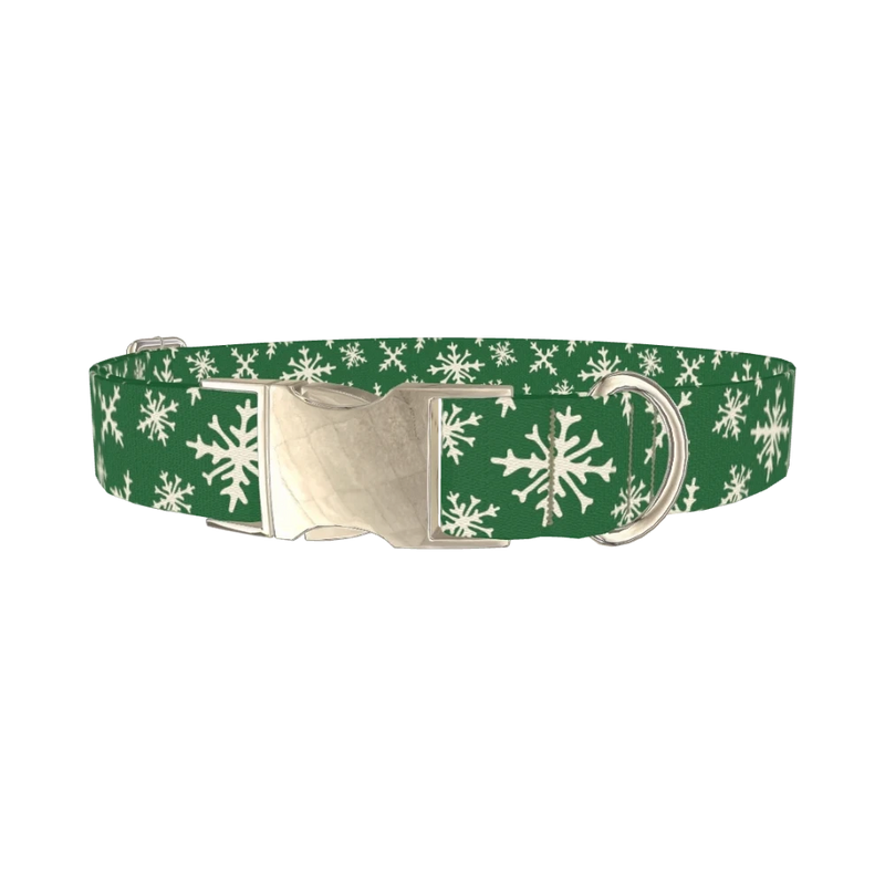 Snowflake Pattern Dog Collar - metal silver