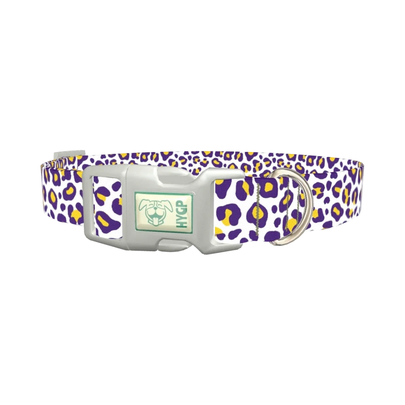 Leopard Print Dog Collar - plastic silver