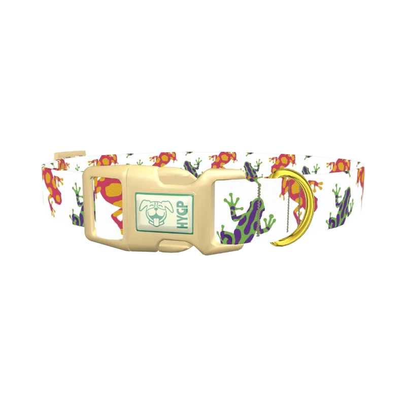Colorful Frog Pattern Dog Collar - plastic gold