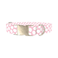 Pink Easter Egg Pattern Dog Collar - metal silver