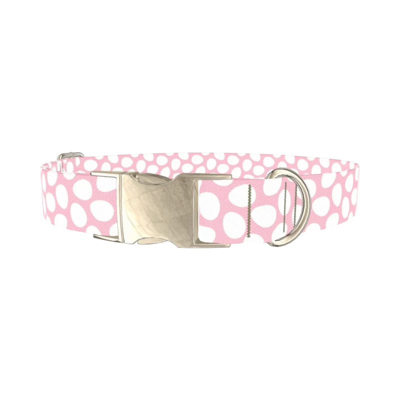 Pink Easter Egg Pattern Dog Collar - metal silver