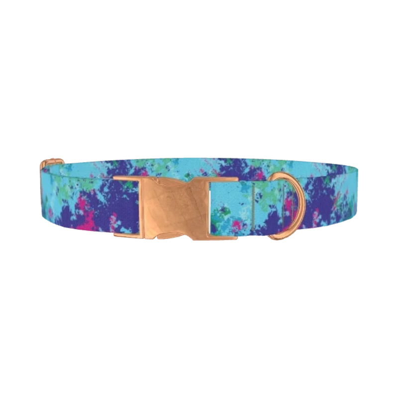 Abstract Paint Dog Collar - metal rose gold