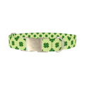Clover Chevron Dog Collar - metal silver