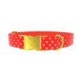 Red Heart Pattern Dog Collar - metal rose gold