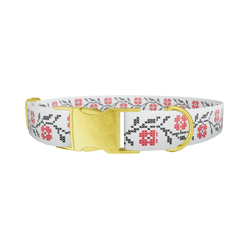 Cross Stitch Floral Dog Collar