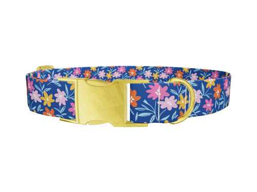 Dark Floral Blossom Dog Collar