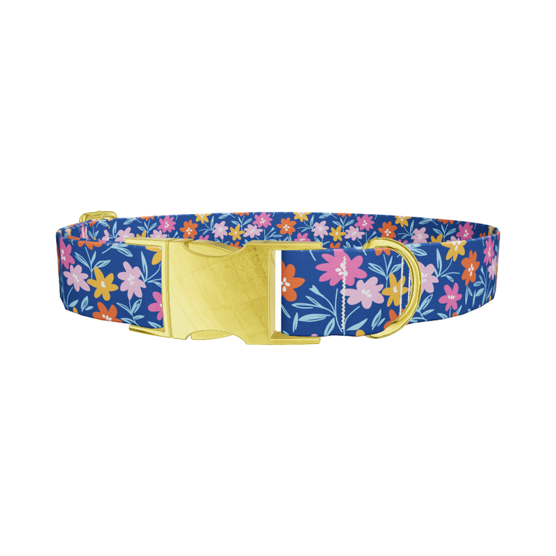 Dark Floral Blossom Dog Collar