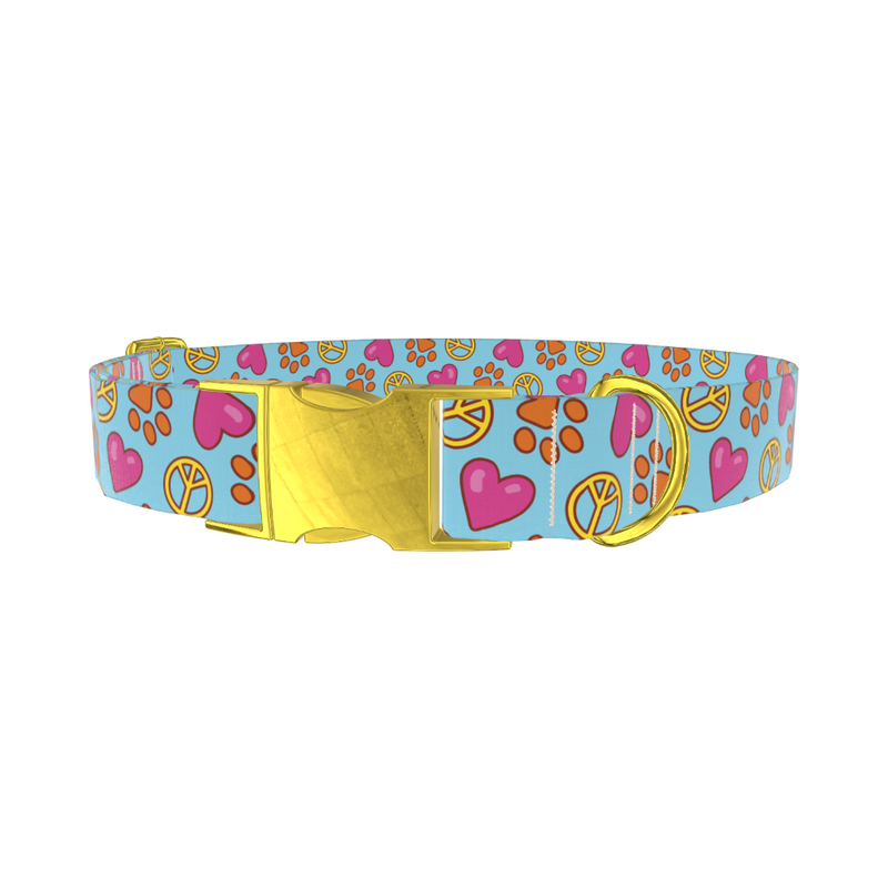 Peace Heart Paw Dog Collar