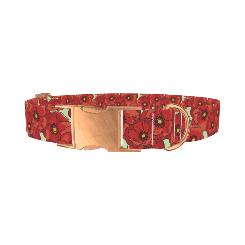 Floral Poppy Dog Collar
