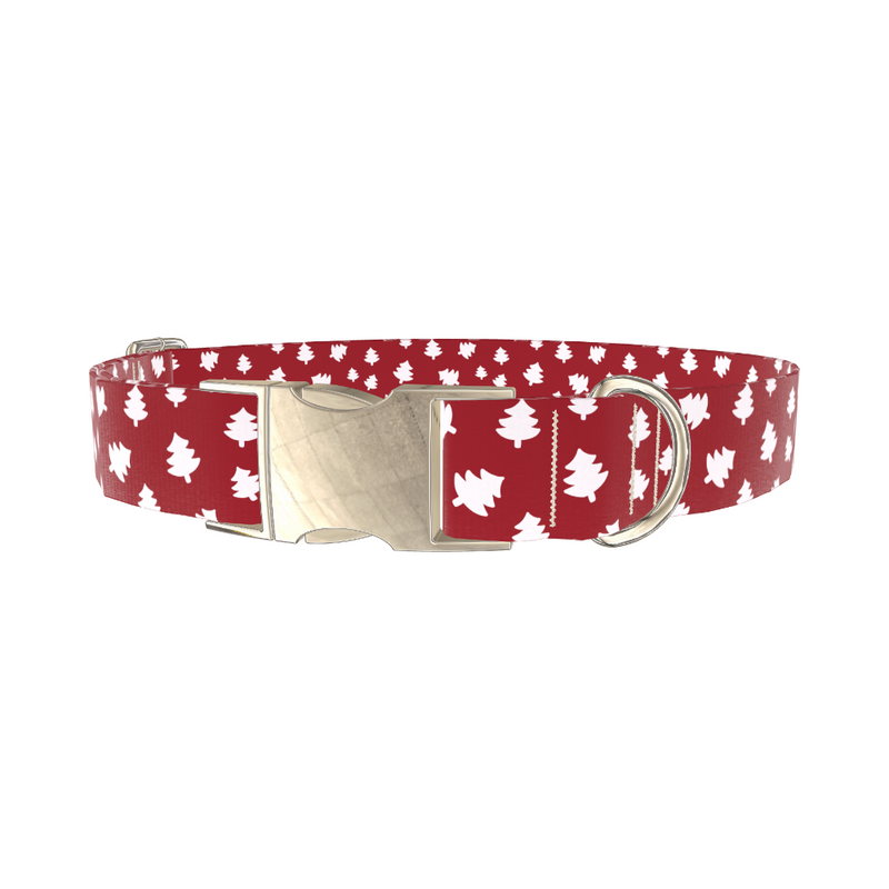 Red Silhouette Tree Dog Collar