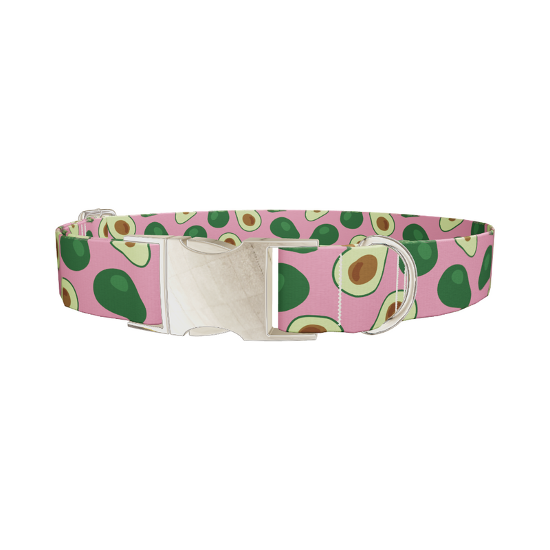 Pink Avocado Print Dog Collar