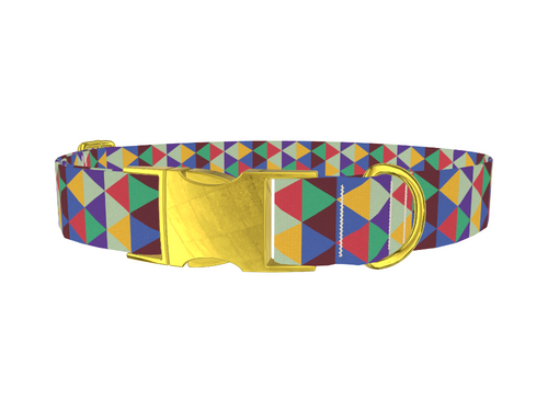 Colorful Geometric Rhombus Dog Collar