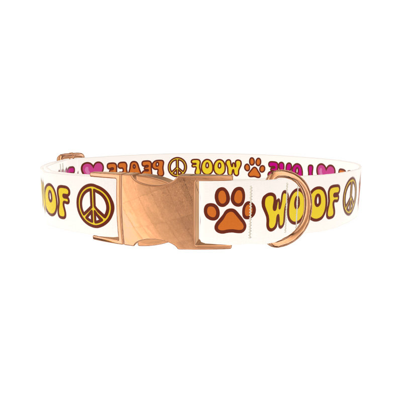Peace Love Woof Dog Collar