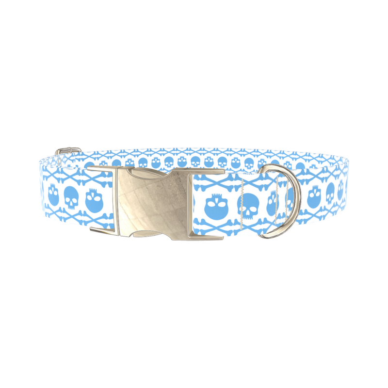Cyan Skull Pattern Dog Collar
