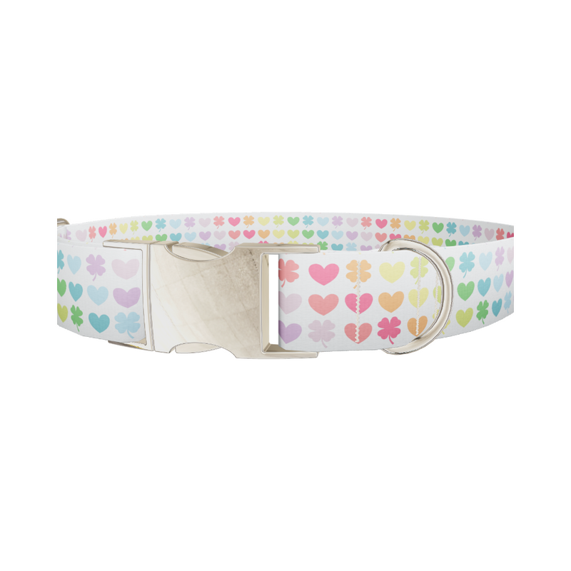 Rainbow Heart and Clover Dog Collar