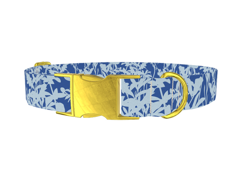 Blue Botanical Silhouette Dog Collar