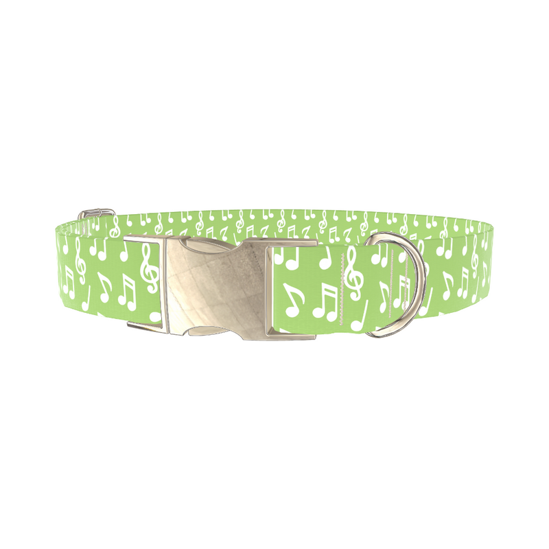 Lime Musical Note Dog Collar