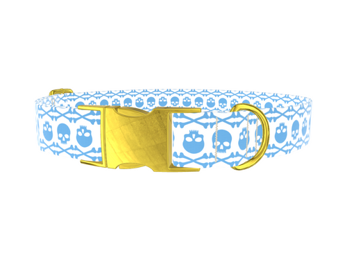 Cyan Skull Pattern Dog Collar