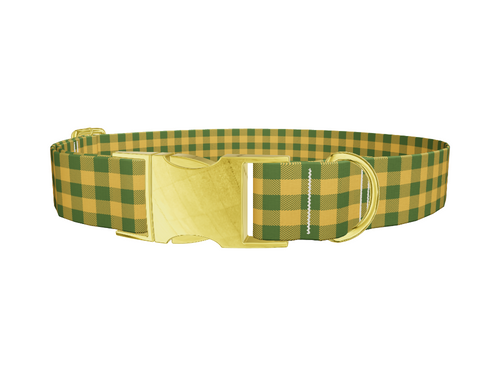 Green Yellow Checkered Dog Collar