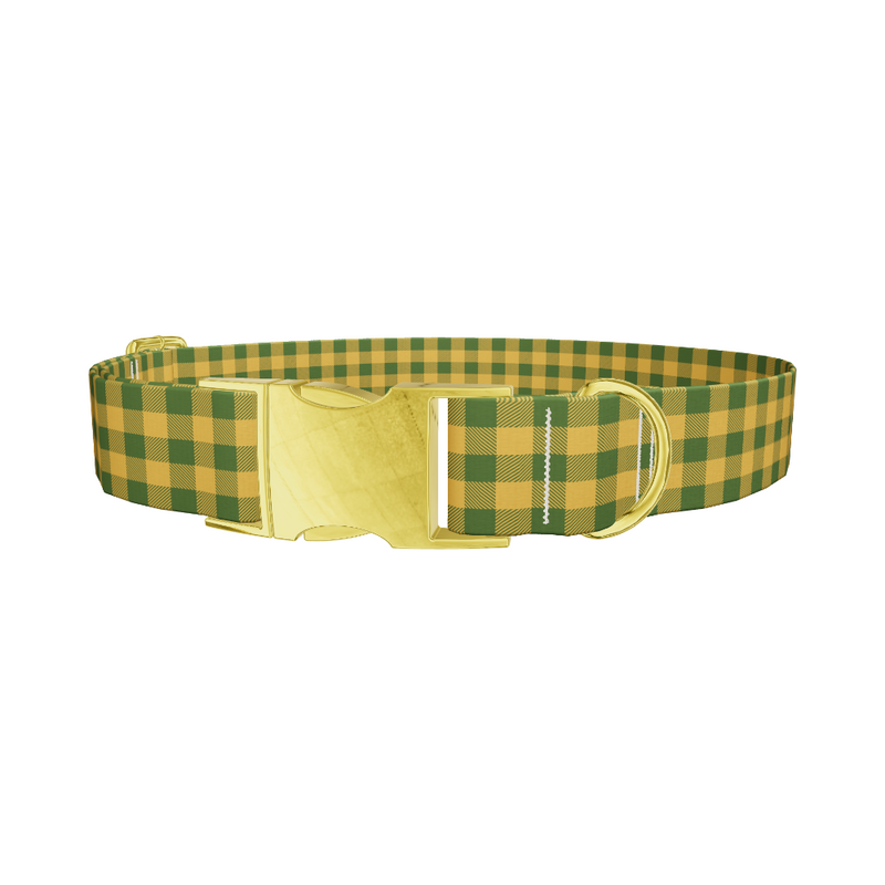 Green Yellow Checkered Dog Collar